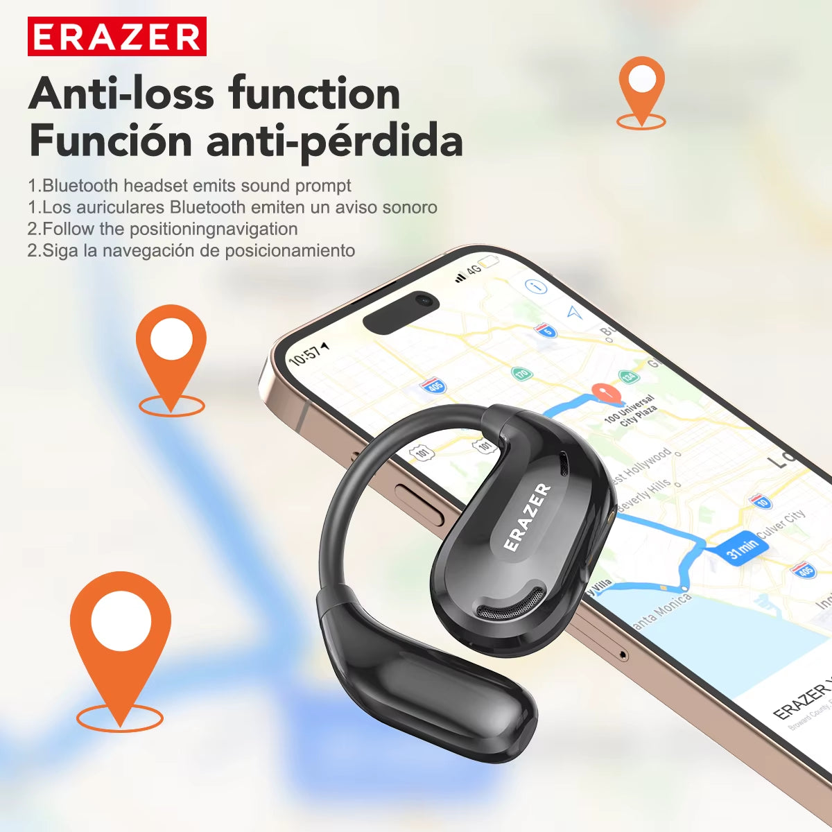 Erazer XT66 AI Wireless Translation Earbuds with Bluetooth and Real-Time Translation App